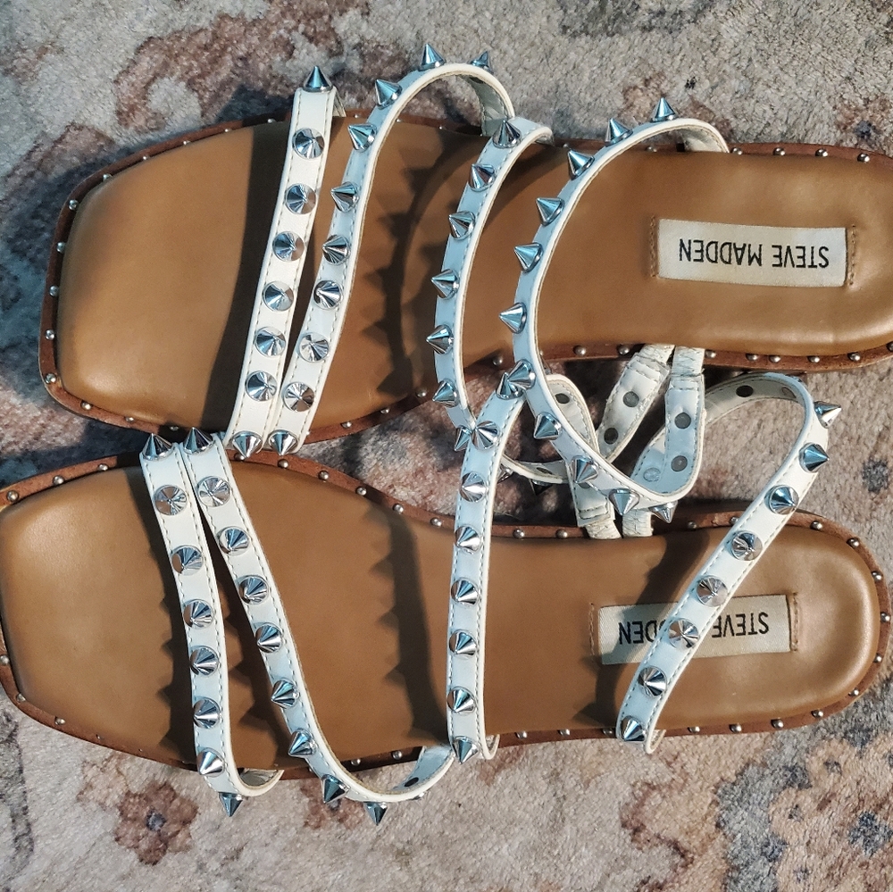 Steve Madden White Studded Sandals